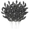 MWOOT 16 Pezzi Foglie di Natale Artificiale Glitterate, Finti Foglie Natalizio Nero con Steli, Rami di Foglia in Plastica per Ghirlanda Albero di Natale Bouquet di Nozze Casa Giardino Decorazione