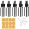 qxayxa 5 Pz Flacone Spray in Alluminio, 50ml Flaconi Spray Vuoto, Nebulizzatore per Viaggio, sSpray Bottles Ricaricabileper Olio Essenziali Liquidi Cosmetici, con 2 Imbuti, 1 Adesivo