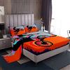 Loussiesd, Set di lenzuola per letto matrimoniale, motocross, tema andare in moto, 3D, 4 pezzi, include 1 lenzuolo e 1 lenzuolo con angoli con 2 federe, morbido, motivo: motocicletta, arancione