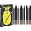 Donluhu 12 mine di ricambio cancellabili da 0,7 mm, lunghezza di scrittura 400 m, colore nero, compatibili con Pilot FriXion Ball & Clicker & Eberhard Faber | mine di ricambio per penna gel