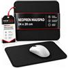 Wortek Tappetino per Mouse Piccolo 24 x 20 cm - Nero, per Ufficio e Computer - in Neoprene Con Bordi Cuciti e Fondo in Gomma Antiscivolo