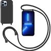 GoodcAcy Cover con Collana per iPhone 13 Pro Max,Custodia Silicone Liquido con cordini,Custodie con Regolabile Collana Antiurto AntiGraffio Case con Laccio Tracolla per iPhone 13 Pro Max,Nero