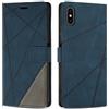 SONWO Cover per iPhone XS/iPhone X, Flip Caso in PU Pelle Case Cover Custodia con Slot per Schede e Supporto Stand per iPhone XS/iPhone X, Blu