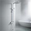 Stanew Colonna Doccia Con Miscelatore Termostatico,Set Doccia con Soffione in Acciaio INOX e Doccetta a Man, Asta Saliscendi Doccia Regolabile, Antibruciore (Argento (quadrato))