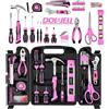 Dowell, kit di attrezzi per la riparazione domestica da 123 pezzi in rosa per donne e ragazze - Kit di attrezzi fai da te tutto in uno con impugnature ergonomiche, scatola degli attrezzi resistente