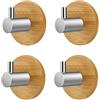 Lrpiyvo 4 ganci autoadesivi in legno per accappatoi, asciugamani da bagno, ganci adesivi in legno resistenti per porte e pareti, ganci adesivi per appendere