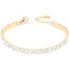 Freddy Bracciale Tennis in Acciaio Dorato con Gemme Bianche