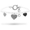 Freddy Bracciale con Catena di Cuori e Perle in Acciaio Argentato