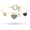 Freddy Bracciale con Catena di Cuori e Perle in Acciaio Dorato