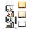 OUTONLIFE Libreria a Forma di S con 5 Ripiani e Lampada da Terra Dimmerabile, 3 Temperature di Colore, Timer da 1 Ora e Telecomando, Design Moderno per Soggiorno, Camera da Letto e Ufficio