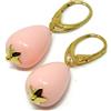 DodiGioielli.it Orecchini pendenti donna corallo rosa 13x18 mm - Argento 925 placcato oro - Made in Italy - Nickel Free - DodiGioielli