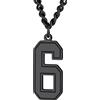 Supcare Collana Numero 6 Arabo, Sportivo Ciondolo Collana Uomo Acciaio, Portafortuna Collana con Numeri, Collana Donna Uomo Nero