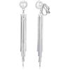 Schöner-SD Orecchini a clip lunghi con perle d'acqua dolce e catene sospese, 8 mm, Argento, Perla