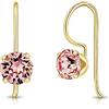 DTPsilver Orecchini Donna Pendenti Argento 925 Placcati Oro 24K con Brillantini di Cristallo Rosa - Orecchini Dorati - Pendenti Classici, Eleganti, Ipoallergenici per Pelli Sensibili
