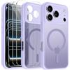crisant Cover Magnetica per iPhone 17 Pro MAX 6,9 Pollici, con 3 Pezzi Vetro Temperato Pellicola Protettiva e Strumento di Installazione Facile, Compatibile con MagSafe, Custodia Traslucida Opaca - Viola