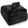 Wemore Coperta ponderata in pile Sherpa, per adulti, 6,8 kg, double-face, comoda, soffice, pesante, ultra pelosa, con morbido top in flanella, 152,4 x 203,2 cm, nero su entrambi i lati
