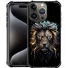 DJSOK Custodia per iPhone 16 Pro, design di lusso, antiurto, robusta, custodia per uomo e donna, leone nero e oro