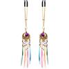 Rimba Bondage Play Nipple Clamps with Feathers Multicolor