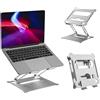 ProperAV Supporto per computer portatile in alluminio argentato, regolabile in altezza, per MacBook Air/Pro, Dell, HP, ASUS, Google, Lenovo, Acer, Chromebook, Microsoft Surface ecc