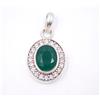 Sintetico Smeraldo & C.Z.Pietra Bicolore 925 Pendente Argento Sterling da Donna
