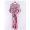 Fatto a mano Vintage Crepe Seta Abito Caftano Boho Kimono Tunica Riposo Resort Abbigliamento
