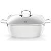 Fissler Secural Rostiera in acciaio inox 6.5 L, 28cm, con rivestimento, capienza 6.5 l, diametro 28 cm, grande casseruola quadrata, con coperchio in vetro, adatta per forno e piano a induzione
