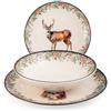 H&H Montana Servizio Tavola Decorato In Stoneware Set 18 Pz