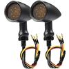 Riloer 2Pcs Frecce Moto LED Ambra con Luce di Marcia, Doppia Funzione, Bullone da 10 mm compatibile con Harley compatibile con Kawasaki Cafe Racer, Indicatori Bullet Alluminio Impermeabile 12V Nero