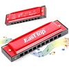 East top Armonica blues diatonica a bocca, in chiave di do, 10 fori, 20 note, per adulti e bambini, per principianti, professionisti e studenti (rosso)