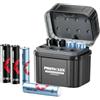 PHOTOOLEX Batteria Ricaricabili AA con caricabatterie ibrido, 4PCS 1,5V aa Lithium Batterie 3000mWh e 4 Pile ricaricabili NiMH 2700mAh, Ricarica & stoccaggio in Uno per pile NiMH e al litio