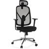 HJH Office sedia ergonomica per ufficio RALOO PRO sedia girevole in rete con supporto testa e lombare regolabile, sedile regolabile in profondità, nero