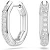 Swarovski Dextera Orecchini a Cerchio, Gioielli con Cristalli Cry Swarovski, Taglio Round, Forma Ottagonale, Placcatura in Tonalità Rodio, 1,8 x 0,3 x 1,5 cm, peso (singolo orecchino) 2 g