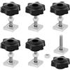 BEASAFY 6 pezzi Adattatore per canalina a T M6 x 35mm, Adattatori per scanalatura con inserti a T con manopola a stella, rondelle distanziatrici e dadi, per portabagagli, portasci e baule portaoggetti
