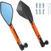 RATCHROLL Specchietti Retrovisori Regolabili per Moto 1pc M8/M10 Alluminio | 1 Set Materiale Lega Di Alluminio Colore Nero E Arancione Regolabili A 360° Filettatura M8 M10 Dimensioni Specchio 11X5.7Cm
