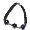 Ethnos Barcelona - Bracciale in argento e lapislazzuli con macramè. Lunghezza: 17,5 cm.
