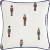 furn. Classic Nutcracker Copricuscino (Multicolore - 43x43cm) | Ricamato Festivo Natale Soldato Schiaccianoci Retro In Velluto Bordo Profilato Custodia Stagionale