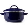 BK Indigo Patrimonio Olandese Casseruola Rotonda Smaltata con Coperchio con Rivestimento Antiaderente Ceramico Senza PFAS, 24 cm/4,2 Litri, Induzione, Lavabile in Lavastoviglie e in Forno, Blu Cobalto
