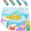HITSLAM Quadrato Tappetino Doccia Antiscivolo Bambini, 53 x 53 cm Tappetino da Bagno, Tappeto Doccia con Ventose Resistenti e fori di Drenaggio, Morbido sotto i piedi, lavabile in lavatrice, Oceano