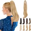 Elailite Extension Coda Capelli Lisci Coda Finta di Cavallo con Pinza Biondo Scuro/Biondo Chiaro Quick-clip Ponytail Punte Ondulate 40cm 100g
