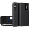 YANJIEER ESONG Smartphone Cover per Samsung Galaxy S25, Custodia in Pelle Flip Folio Libro Intelligente Case, Smart Clear View Cover portafoglio Antiurto Protezione Shell Nero