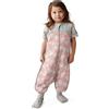 Love To Dream Tutina da notte in pile di cotone biologico con gambe, 4-5 anni, rosa (18-24°C), coperta indossabile a maniche corte, lavabile in lavatrice