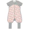Love To Dream Tutina da notte in pile di cotone biologico con gambe, 3-4 anni, rosa (18-24°C), coperta indossabile a maniche corte, lavabile in lavatrice