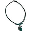 Ethnos Barcelona - Collana in Pelle con Pendente in Onice Verde e Argento. Lunghezza: 40,5 cm.