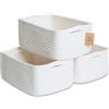 NaturalCozy Cestini portaoggetti per mensole, 30 x 20,3 x 11,4 cm, confezione da 3 pezzi, piccoli cestini in corda di cotone per organizzazione, piccoli contenitori per asilo nido, bagno, armadio