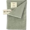 Jean & Len Asciugamano per ospiti cotone biologico al 100%, colore salvia, con gancio, certificato OEKO-TEX e GOTS, etichetta del marchio in pelle vegana, asciugamani per ospiti 30x50 cm
