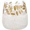 GILDE Portacandela in vetro - design a foglia conica - verde-bianco - altezza 20 cm x diametro 19 cm - lume di candela