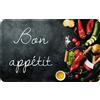 ID Mat Decor da Cucina Bon Appetit Decor di Cucina, Fibre Sintetiche, Nero, 50 x 80 x 0, 4 cm