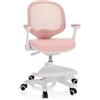 HJH Office 736412 Sedia per bambini KID ERGO tessuto/tessuto di maglia Rosa, Pratico poggiapiedi regolabile in altezza, girevole
