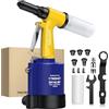 JUSTOOL Rivettatrice Pneumatica - 1780KGF/3916LBF Tirando Rivettatrice ad Aria Kit Rivettatrice Pneumatica per Rivetti da 2,4 mm 3,2 mm 4,0 mm 4,8 mm 6,4 mm per Fabbricazione Decorazione Macchine