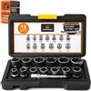 Kapanor Estrattore Viti Spanate Kit 13 Bussole per Avvitatore 6,35-19mm + Adattatore HEX - Bulloni Antifurto Ruote Auto Estrattori Viti Danneggiate - Scanalature Inverse Cricchetto 3/8 Trapano Moto ✯KAPANOR✯